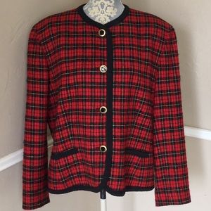 Huge sale Vintage Classic Plaid Virgin Wool Ribbed